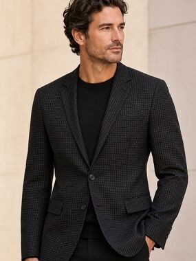 NWT John Varvatos USA Black Gray Dot Blazer 42R